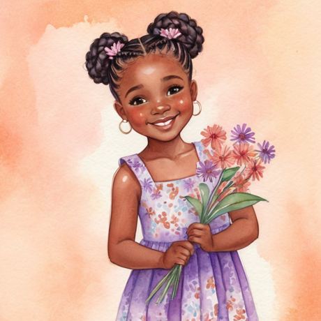 The same girl holding a bouquet